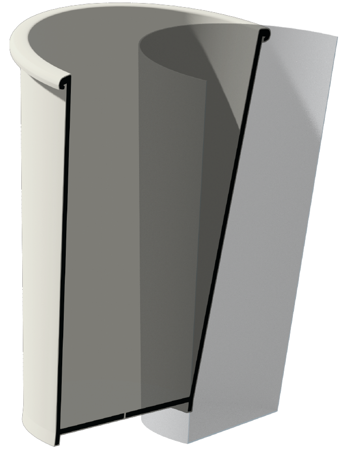 Diagram showing microplastics leaching from a plastic-coated cup